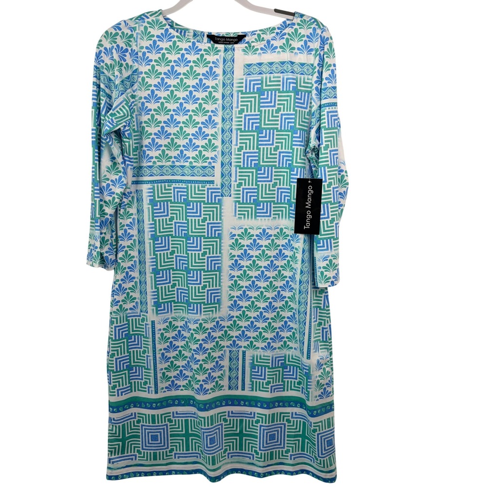 Tango Mango Shift‎ Dress Size M Blue Green